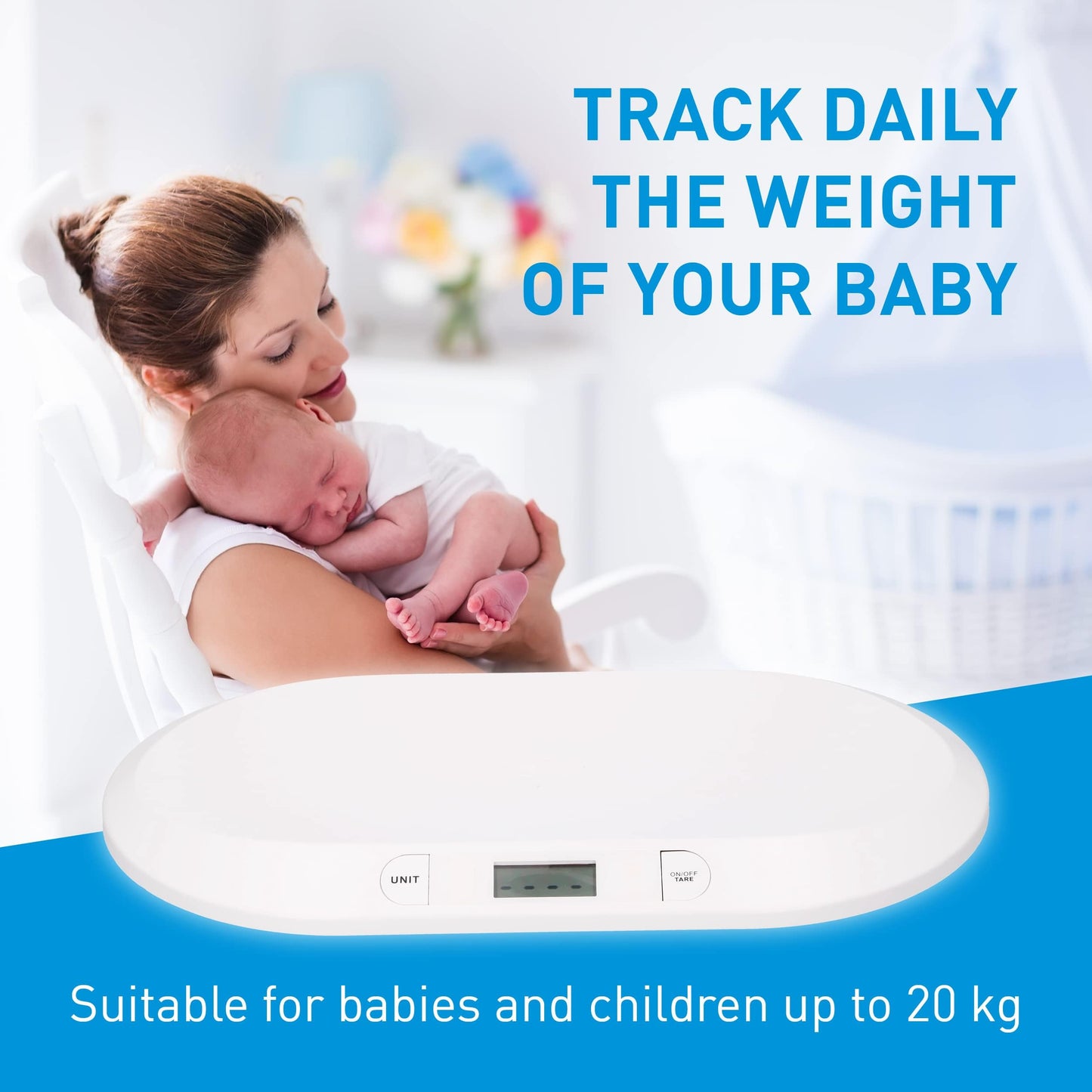 Grundig digitaalne beebikaal täpsusega 10 g, kuni 20 kg, valge