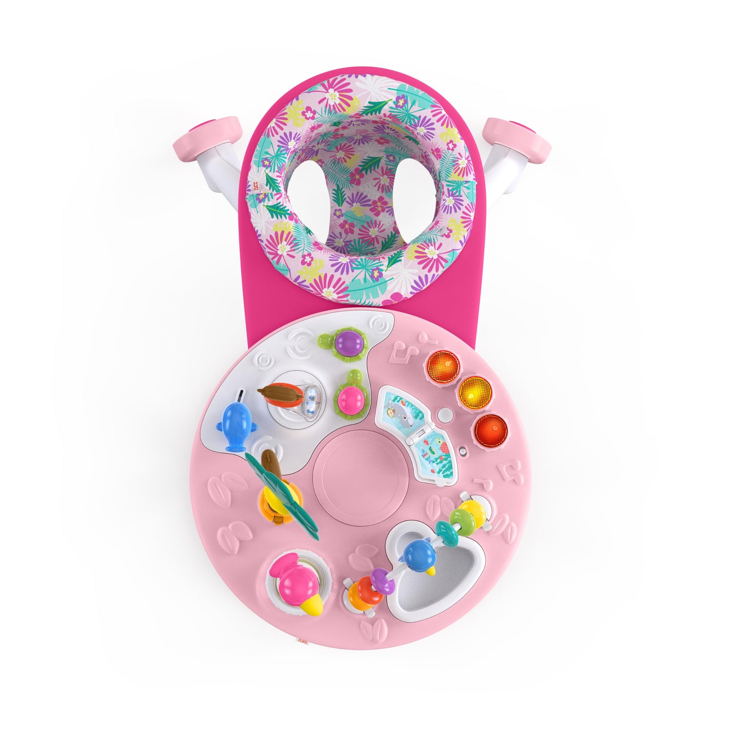 Bright Starts Around We Go Tropic Coral 2-in-1 play center and activity table, pink