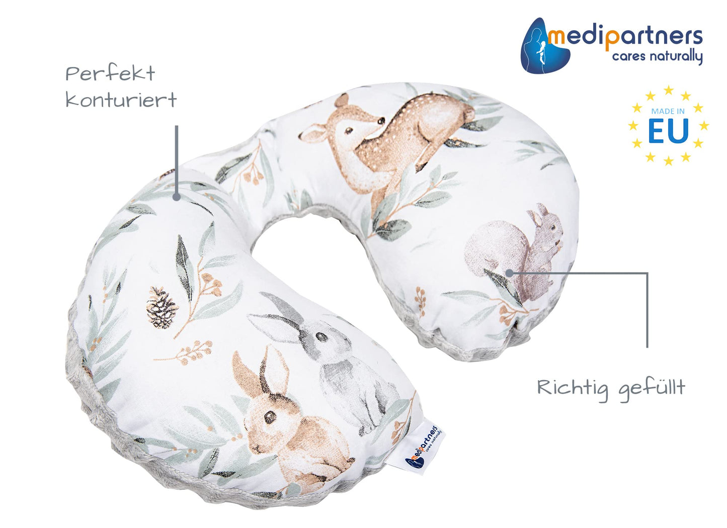 Medi Partners laste reisipadi / kaelapadi, 100% puuvill ja minky, oravapildiga
