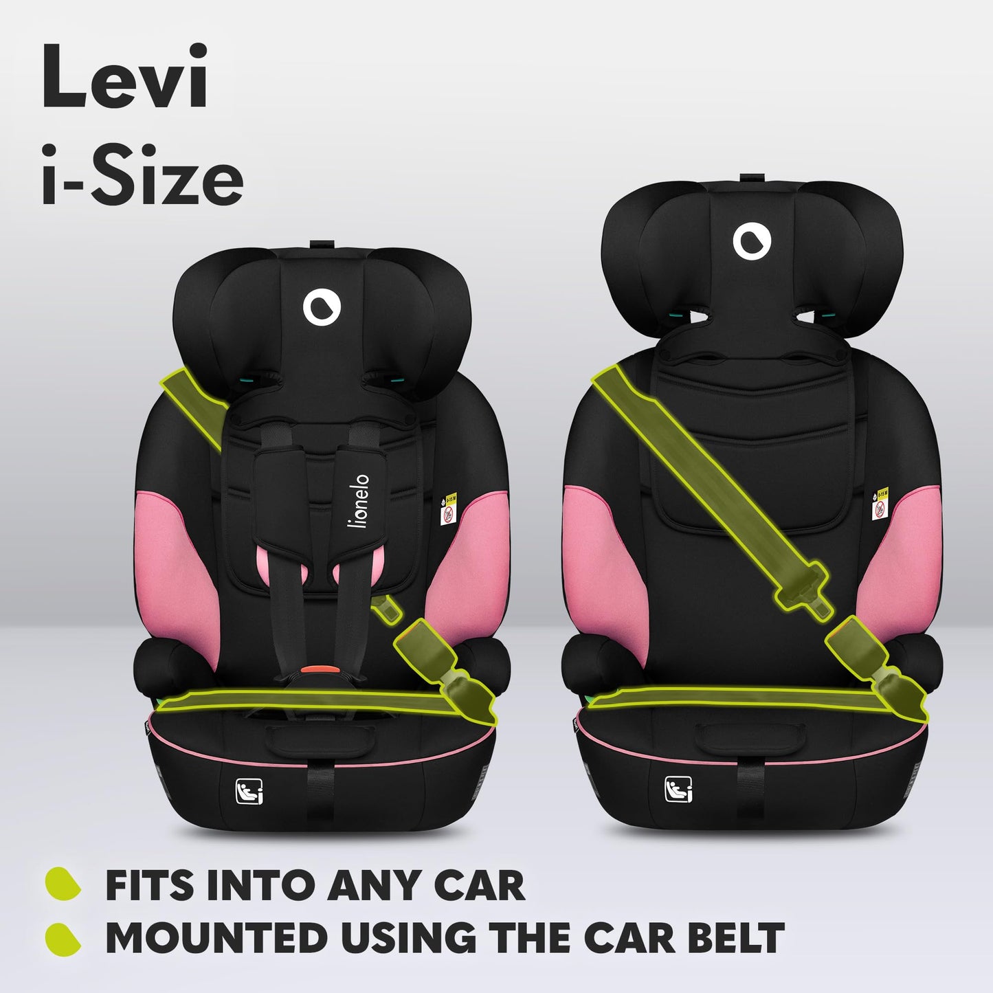 Lionelo LEVI i-Size turvatool, 9–36 kg, roosa