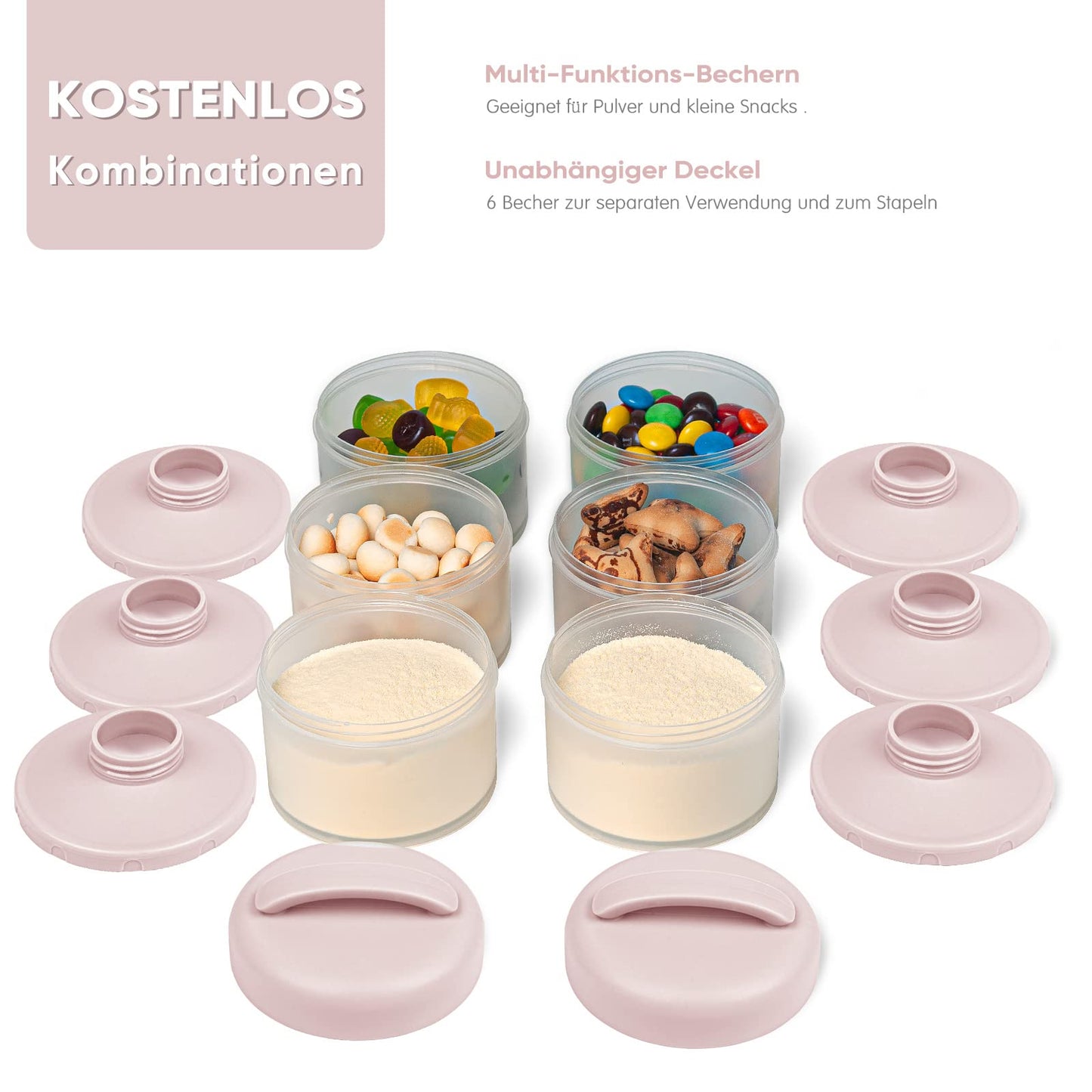Termichy virnastatav piimapulbri dosaator 4x, heleroosa