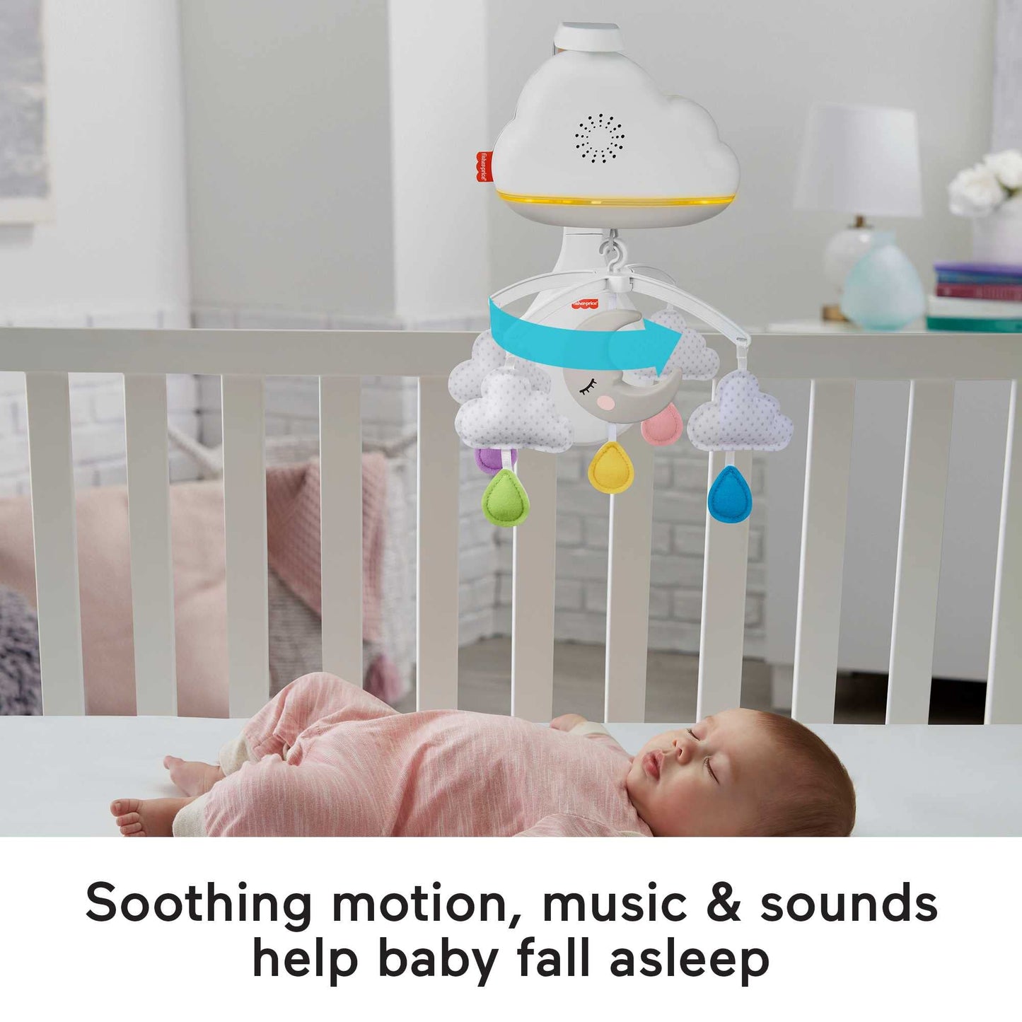 Fisher-Price Calming Clouds muusika- ja valguskarussell, 2-ühes: voodikarussell ja öövalgusti