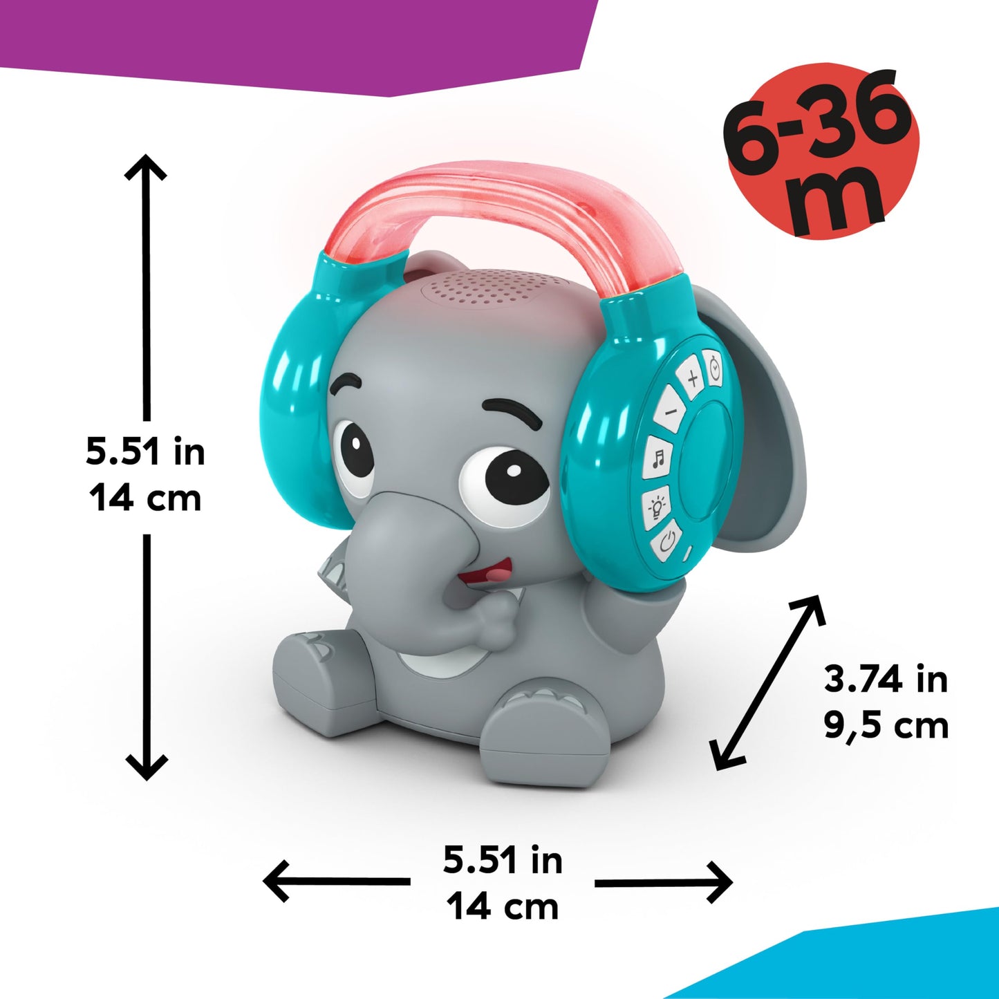 Baby Einstein Earl the Elephant Bluetooth rahusti ja öövalgus, hall