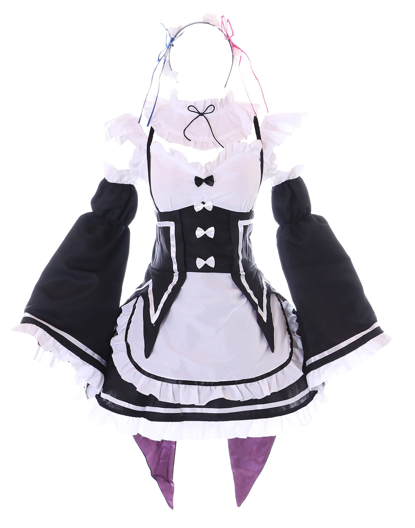 Naiste cosplay kostüüm „Re:Zero“ Rem/Ram teenijanna, 7-osaline komplekt, suurus L