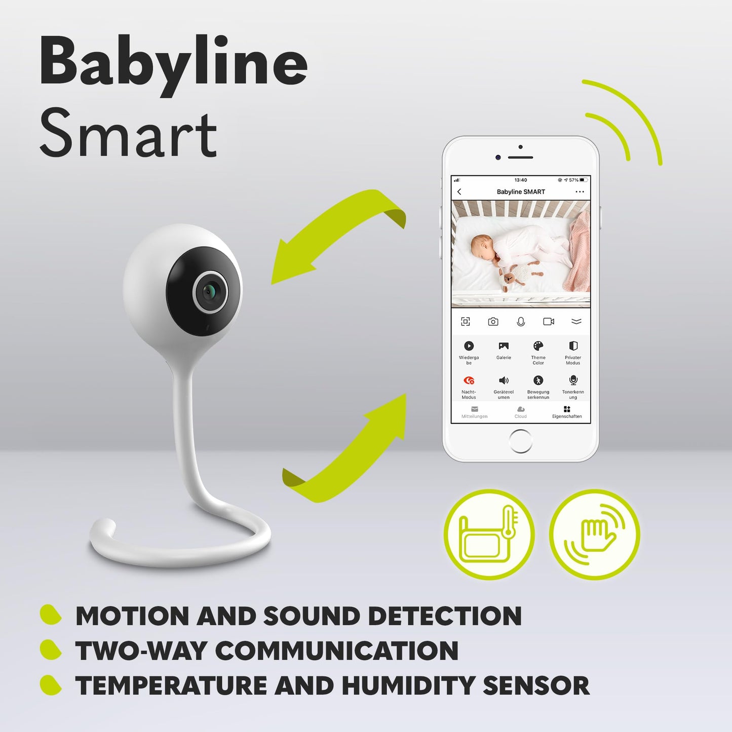 Lionelo Babyline Smart Wi-Fi beebimonitor kaamera öörežiimiga