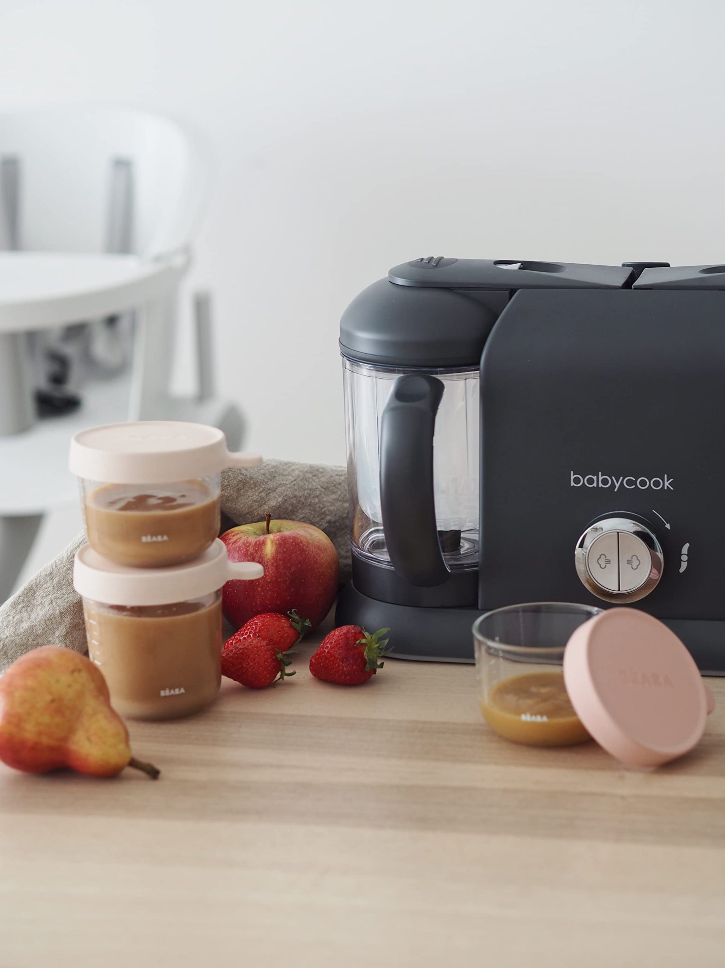 Béaba Babycook Duo 4-in-1 Food Processor – Steam, Blend, Reheat, Defrost, 2200 ml Capacity, Dark Grey
