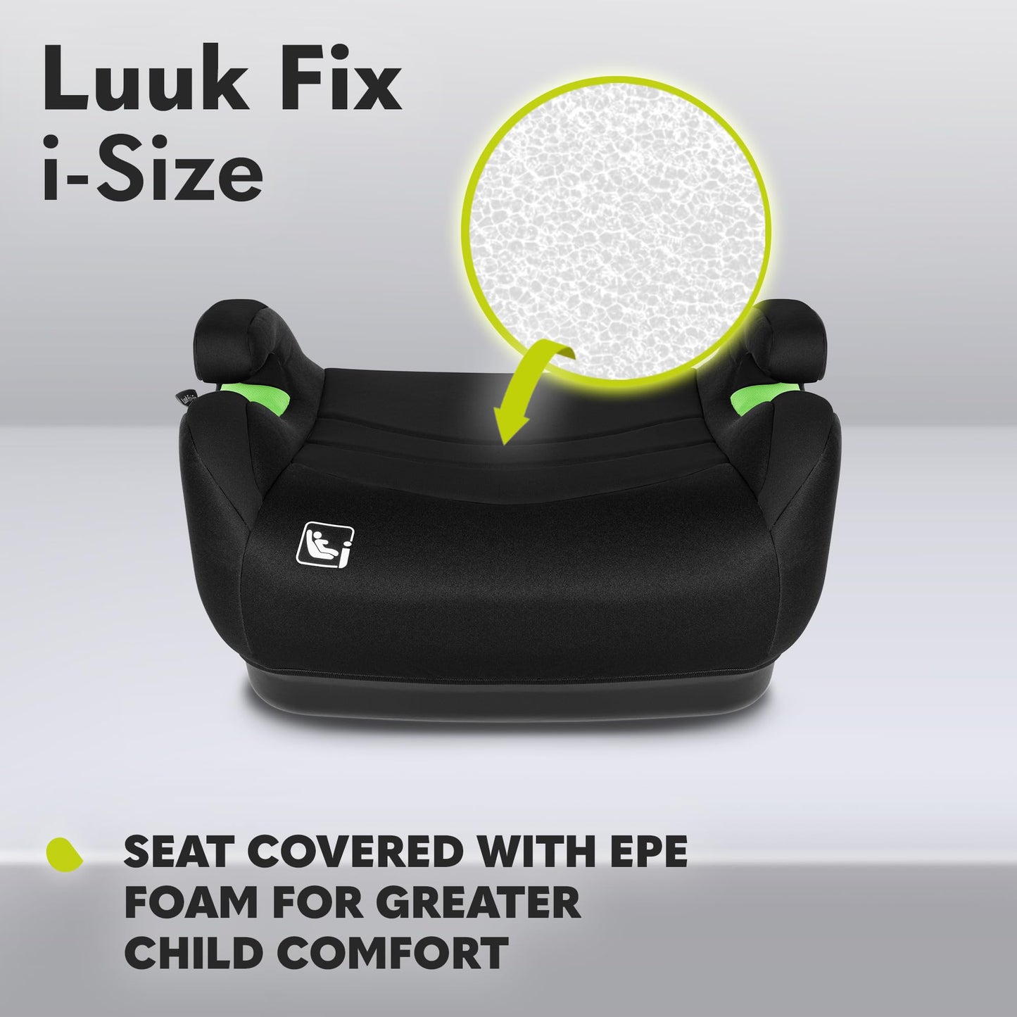 Lionelo Luuk FIX I-Size turvaiste ISOFIX 22–36 kg / 125–150 cm, must karbon