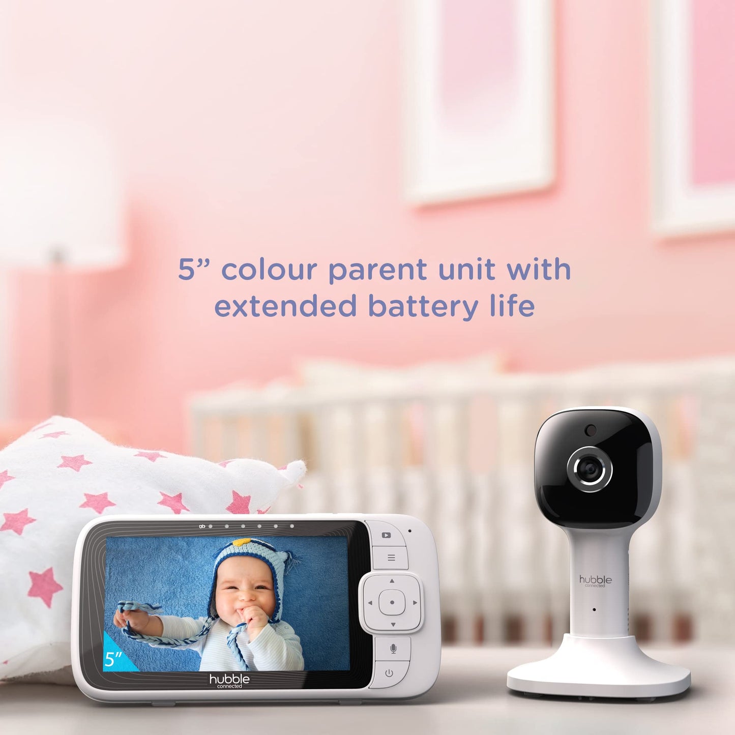Hubble Connected Nursery Pal Cloud beebimonitor WiFi-kaamera ja 5-tollise ekraaniga