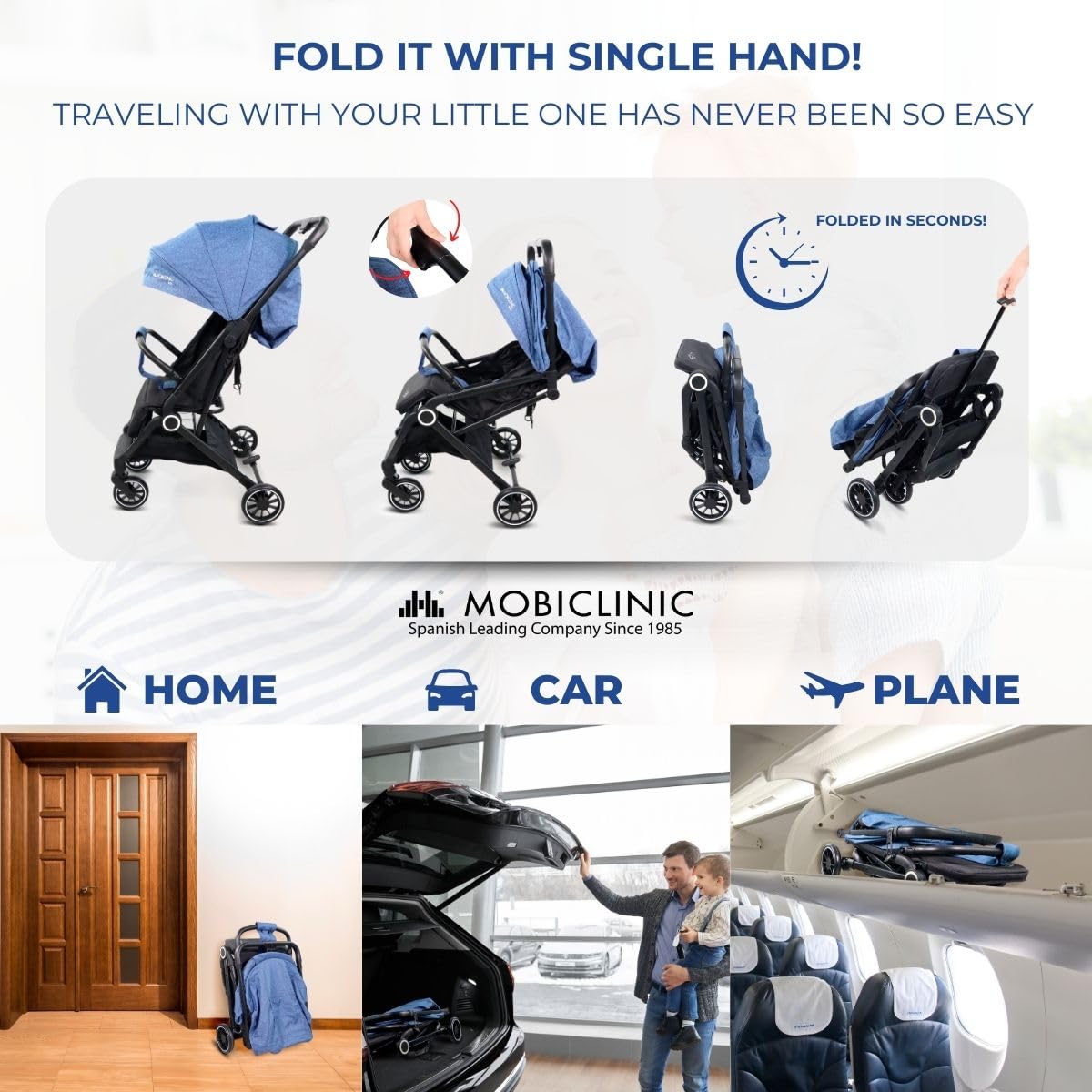 Mobiclinic ultrakompaktne kergkäru Trip, sinine