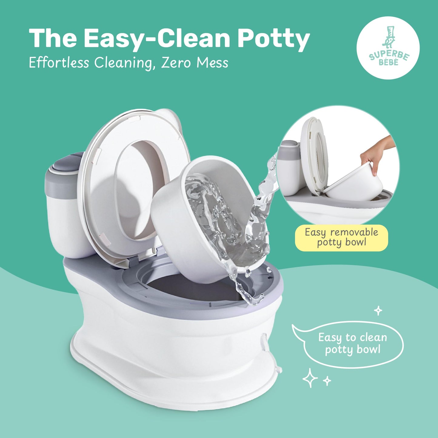 Superbé Bébé heliefektiga treeningpott muusika ja eemaldatava anumaga