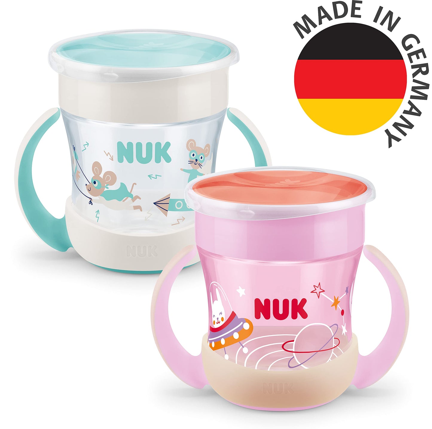 NUK Mini Magic Cup Night joogitops 160 ml (2 tk) – roosa/roheline, helendab pimedas