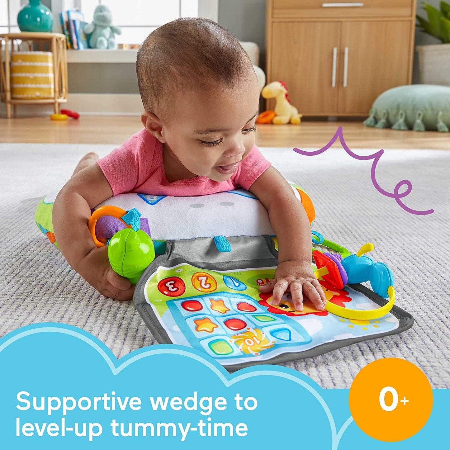 Fisher-Price Littlest Gamer kõhutugi mänguasjadega vastsündinule