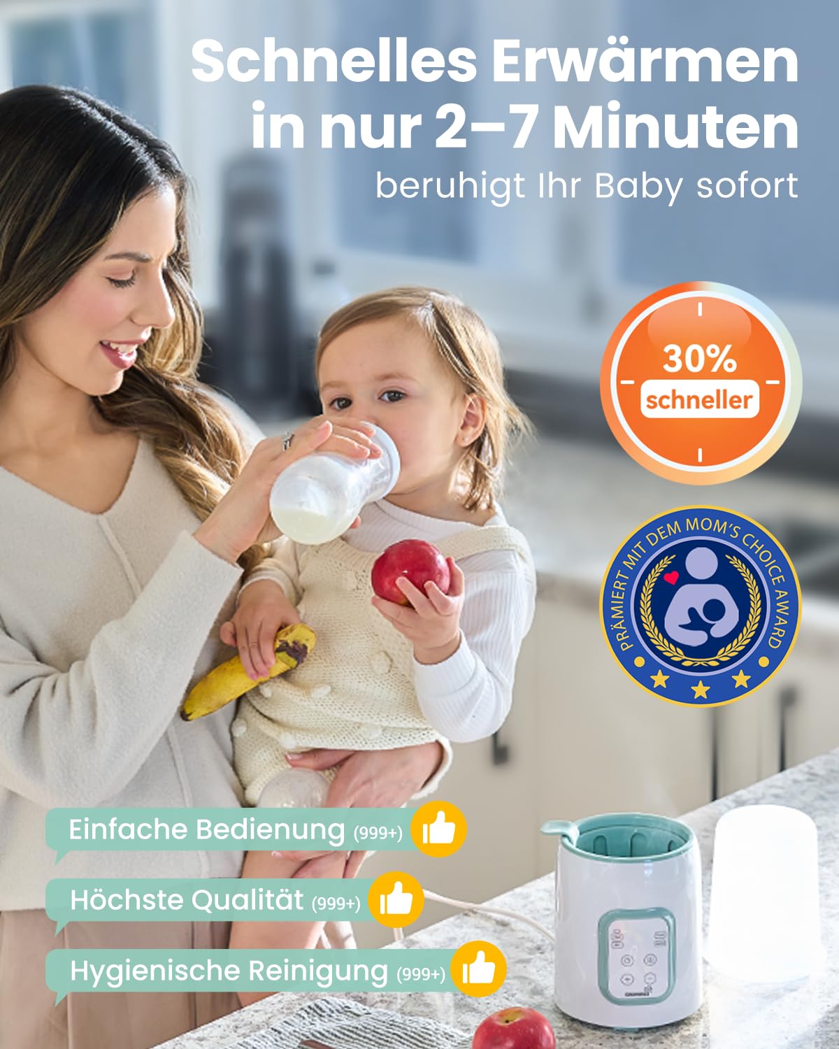 GROWNSY 8-ühes kiire pudelisoojendaja