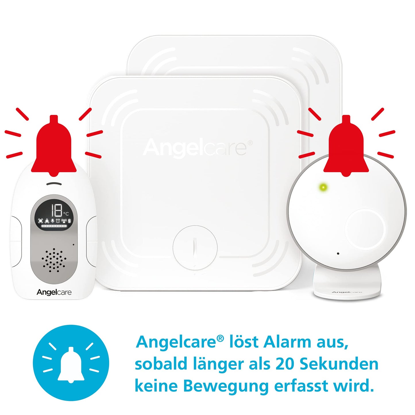 Angelcare SmartSensor Pro 2 beebimonitor – heli- ja liikumisjälgimine, temperatuurianduriga