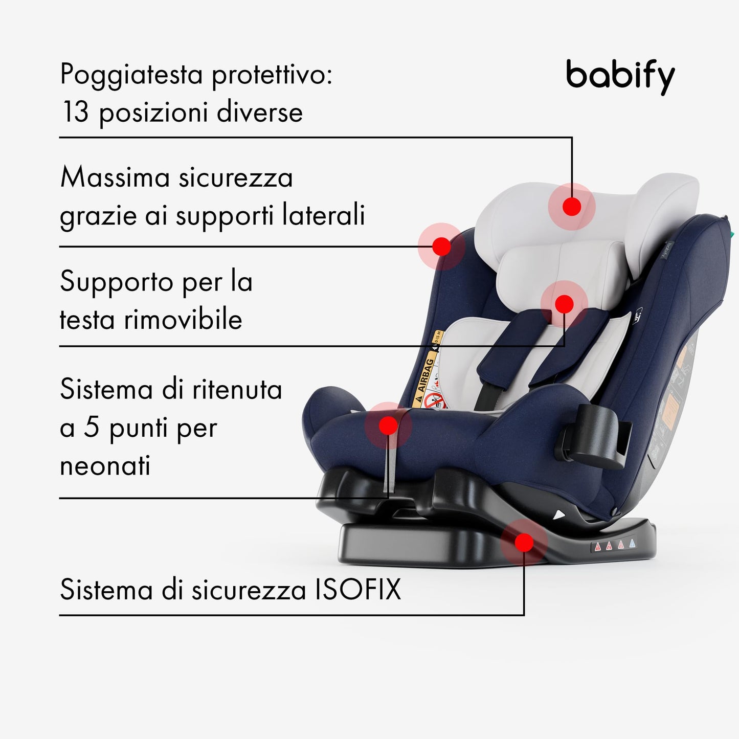 Babify 3-in-1 turvatool 40–150 cm (R129), turvavööga kinnitatav – sinine/hall