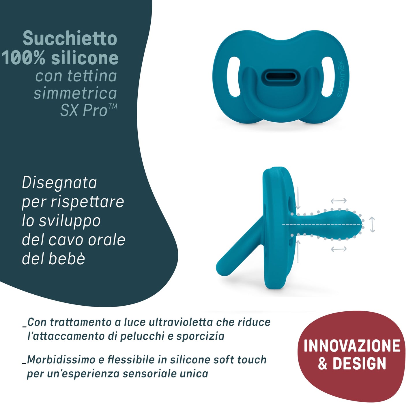 Suavinex Smoothie SX Pro ortodontiline silikoonlutt, 6–18 kuud, sinine 2tk