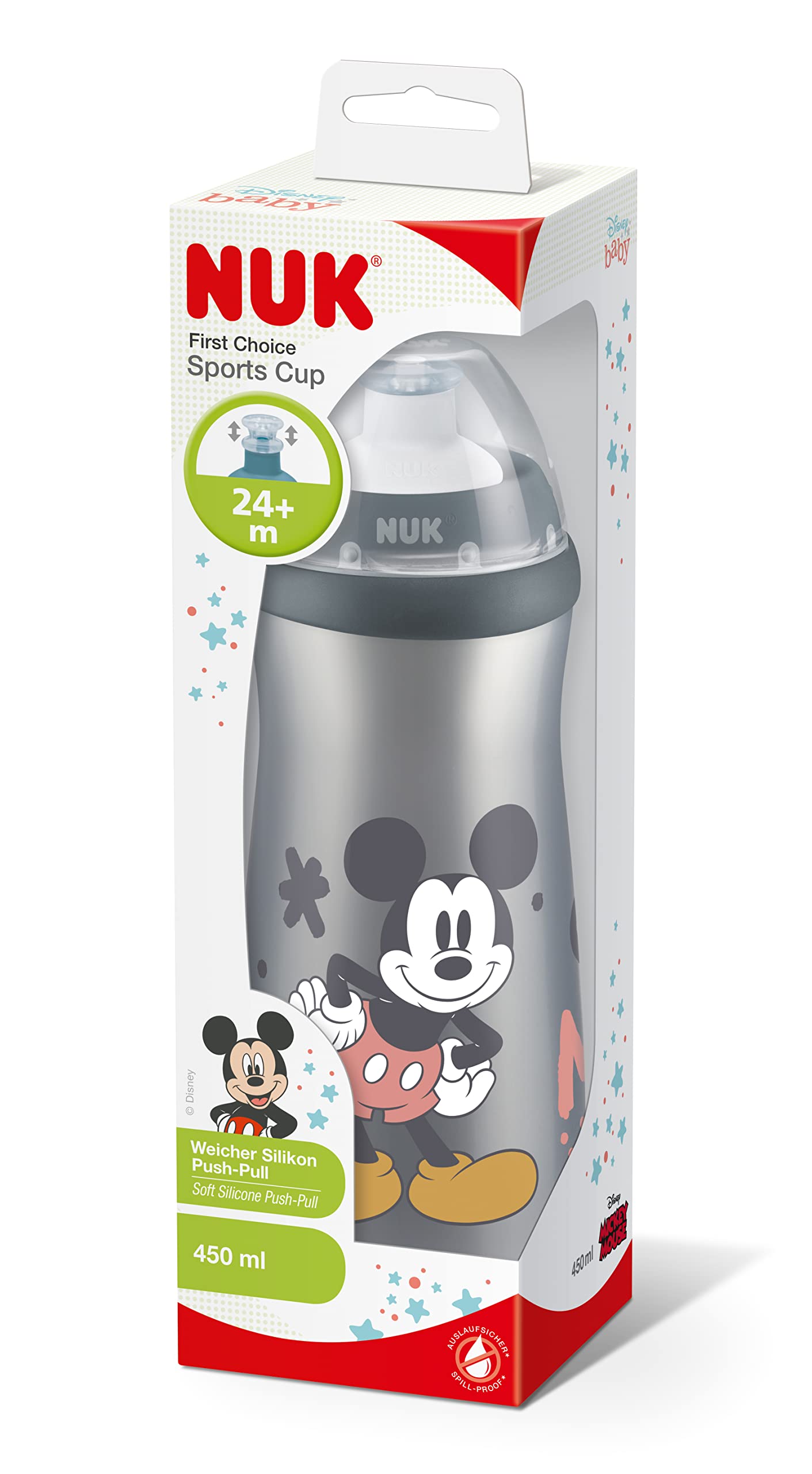 NUK Sports Cup joogipudel lastele, 24+ kuud, 450 ml, Disney Mickey Mouse, hall