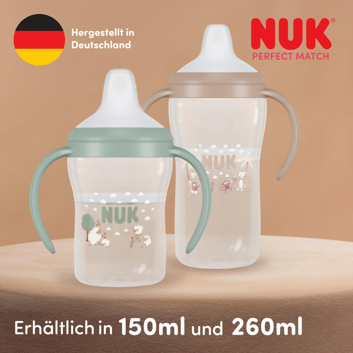 NUK Perfect Match õppetass Miki Hiir, 6+ kuud, 150 ml, beež (Greige)
