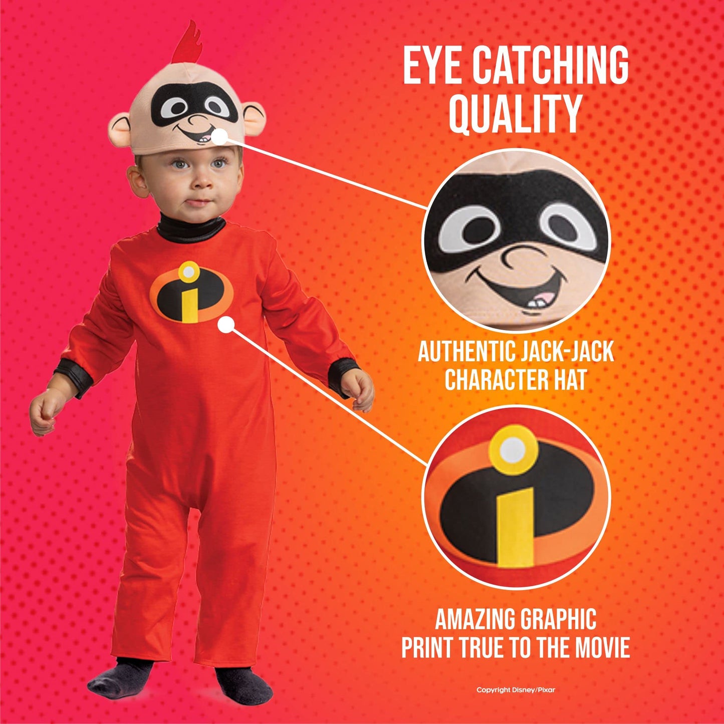 Disney official Jack-Jack "The Incredibles" baby costume, size 12-18 months