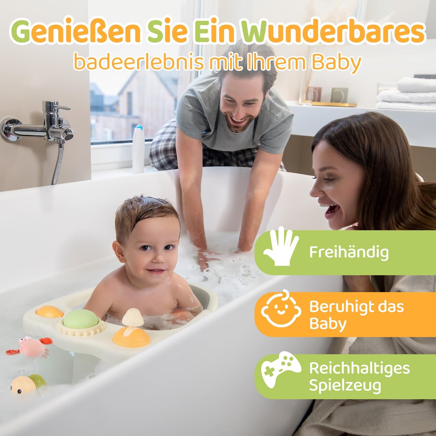 Aragallant baby bath seat with toys, 6–18 months, white