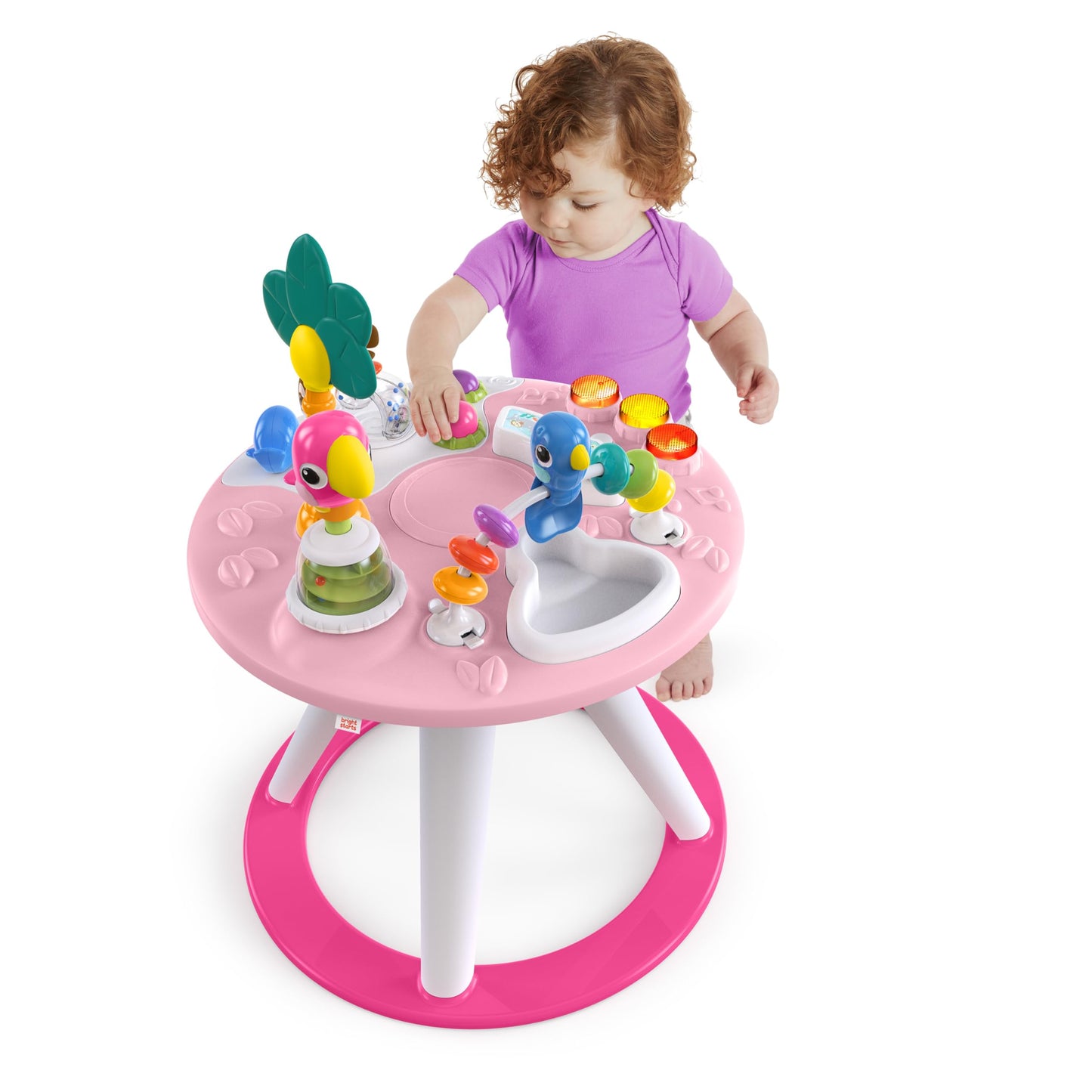 Bright Starts Around We Go Tropic Coral 2-in-1 play center and activity table, pink