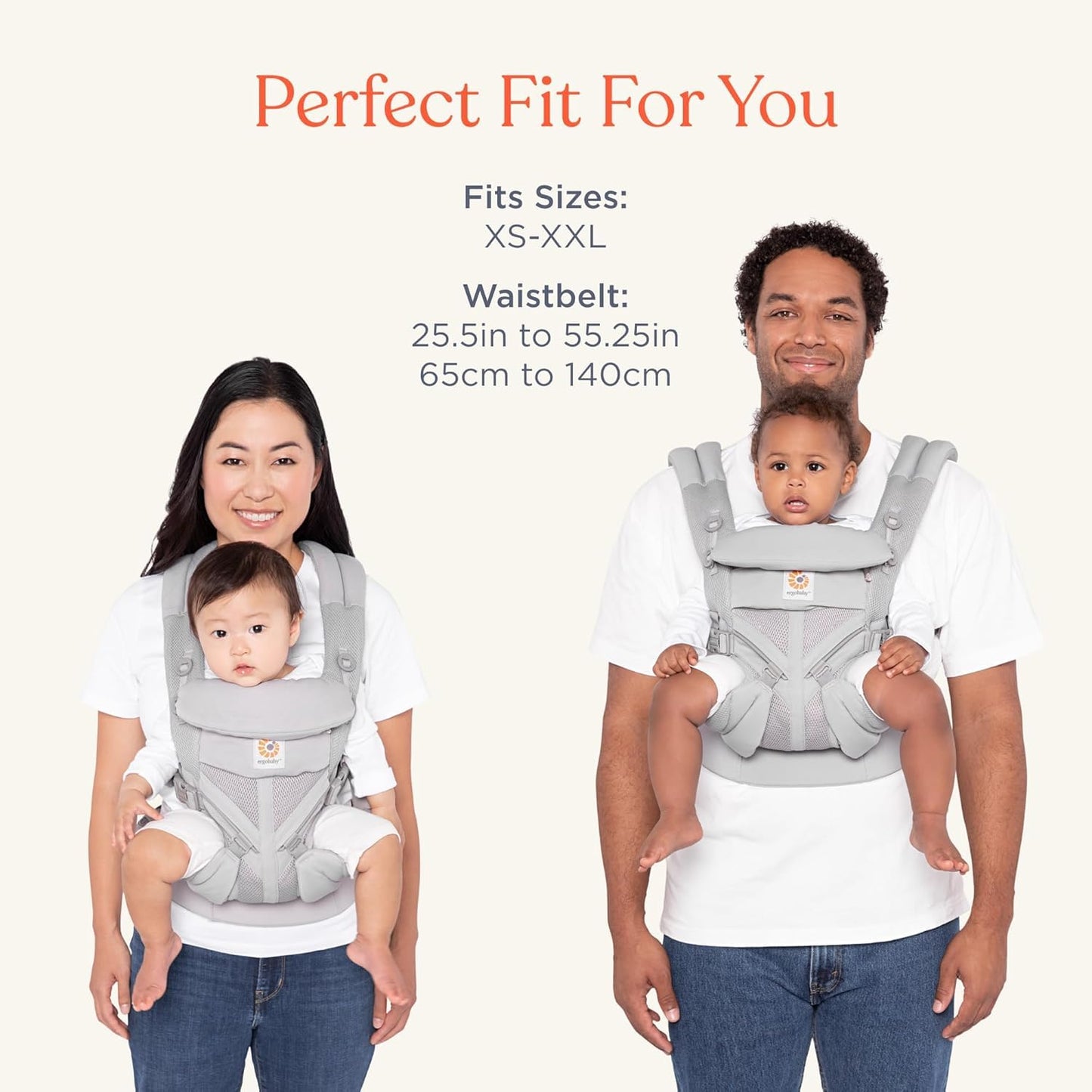 Ergobaby Omni 360 Cool Air Mesh kandekott vastsündinule kuni 3. eluaastani, Pearl Grey