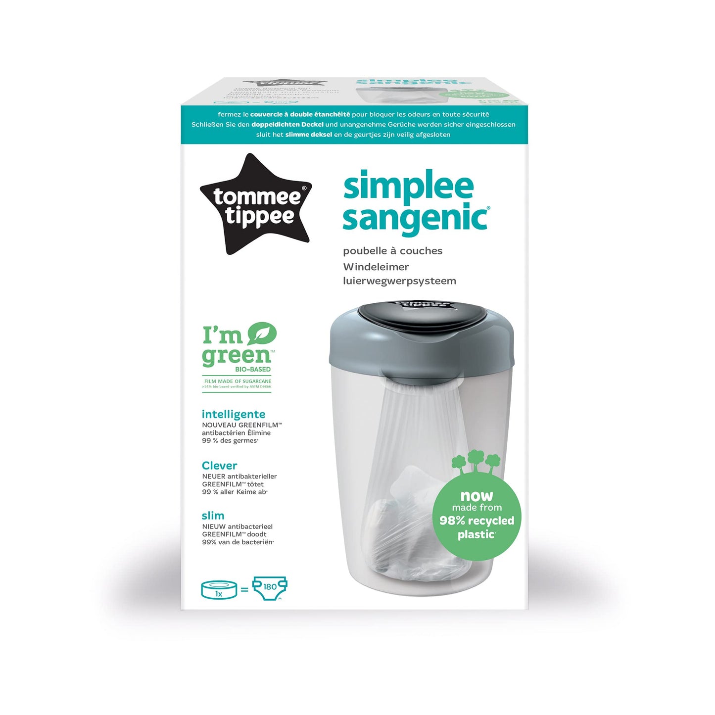 Tommee Tippee Simplee Sangenic mähkmekonteiner, hall