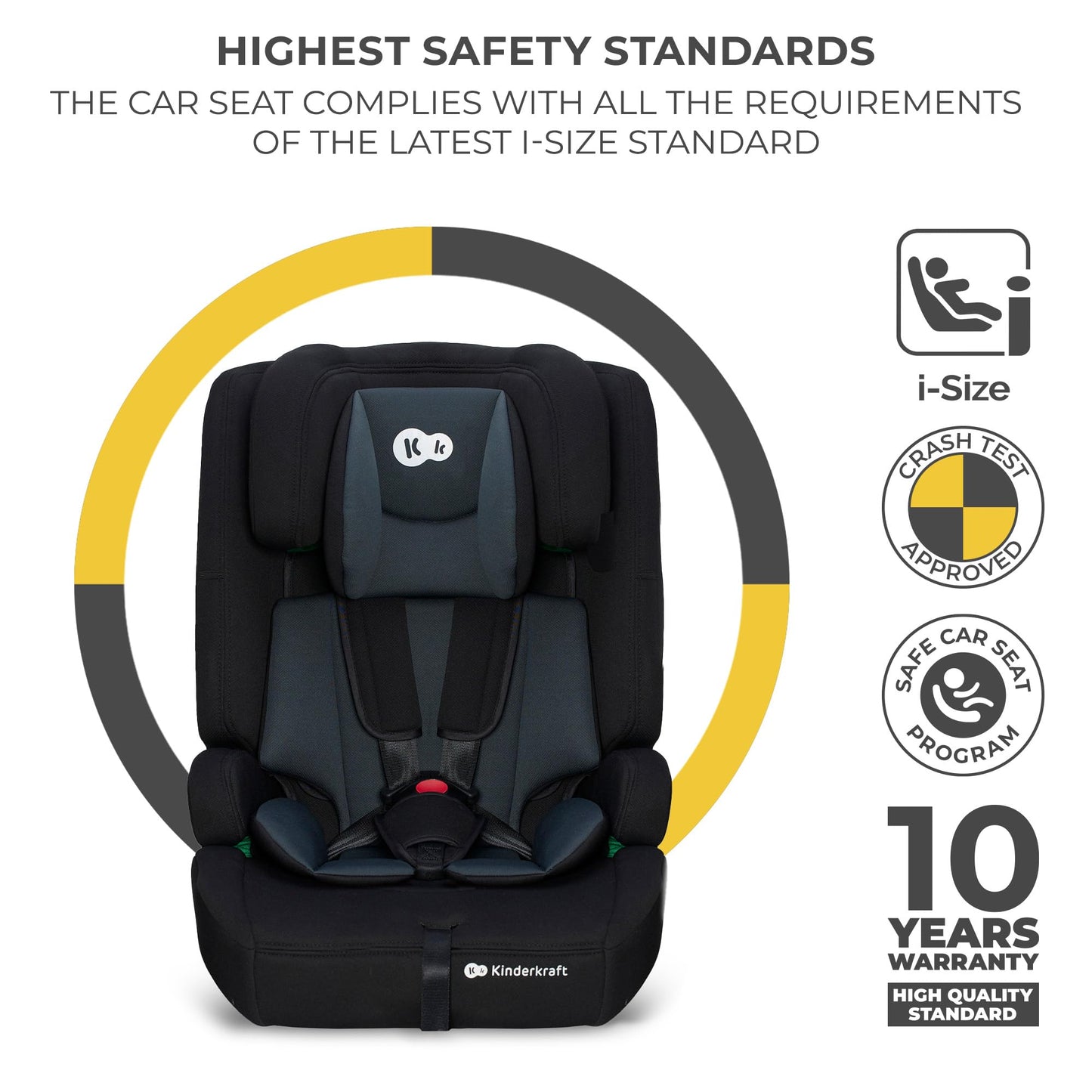 Kinderkraft Safety FIX2 i-Size turvatool 76–150 cm, Isofix, 15 kuud–12 a, must