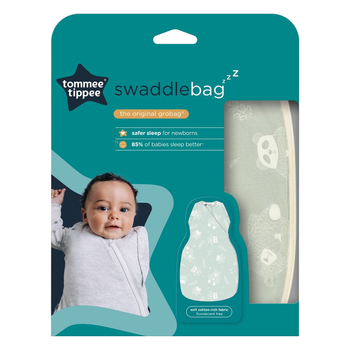 Tommee Tippee vastsündinu mähkimiskott/magamiskott 0–3 kuud, 2.5 TOG, Woodland Grofriends