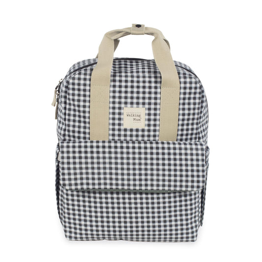 Walking Mum I Love Vichy backpack and diaper bag, black/white, 37×28×12 cm