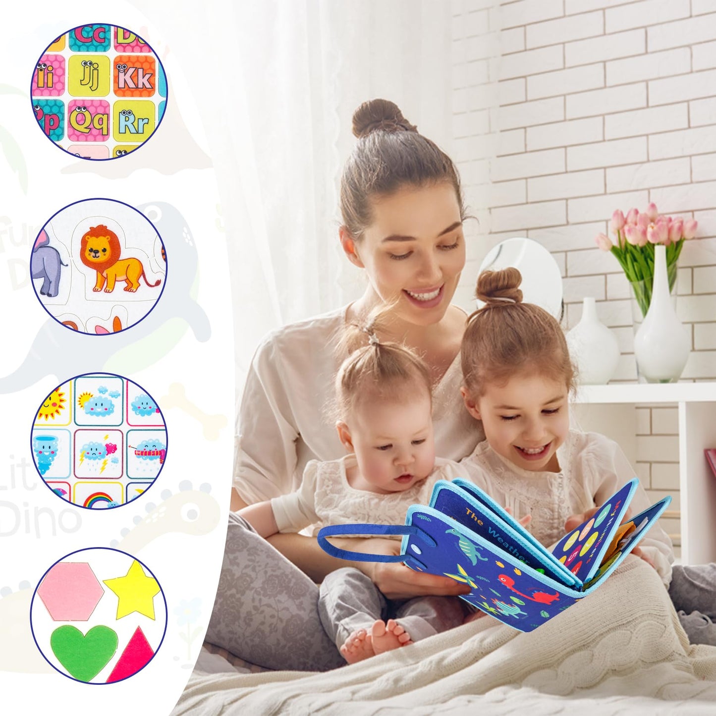 Montessori vildist Busy Board sensoorne kohver, 7 paneeli, 1–7 a lastele, sinine