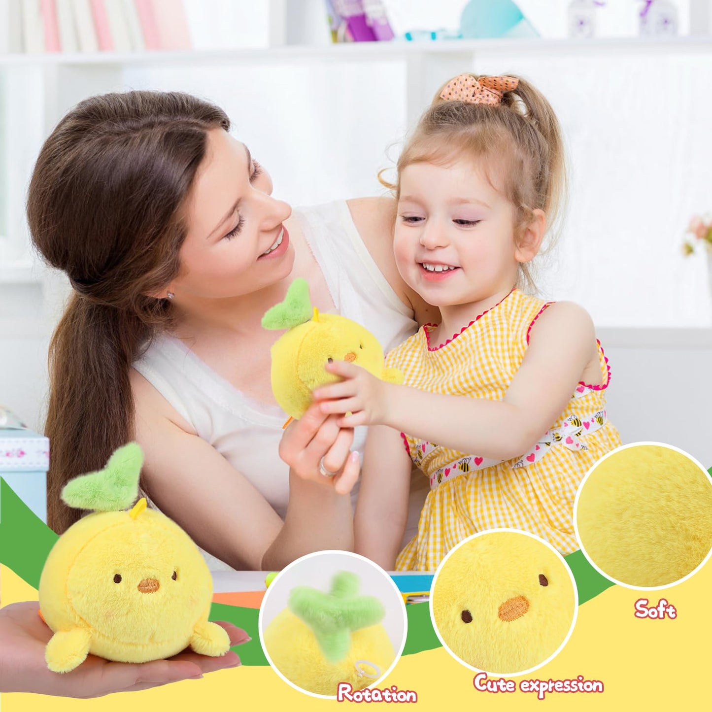 ANBOOR small interactive plush toy with keychain, 14 cm, duck