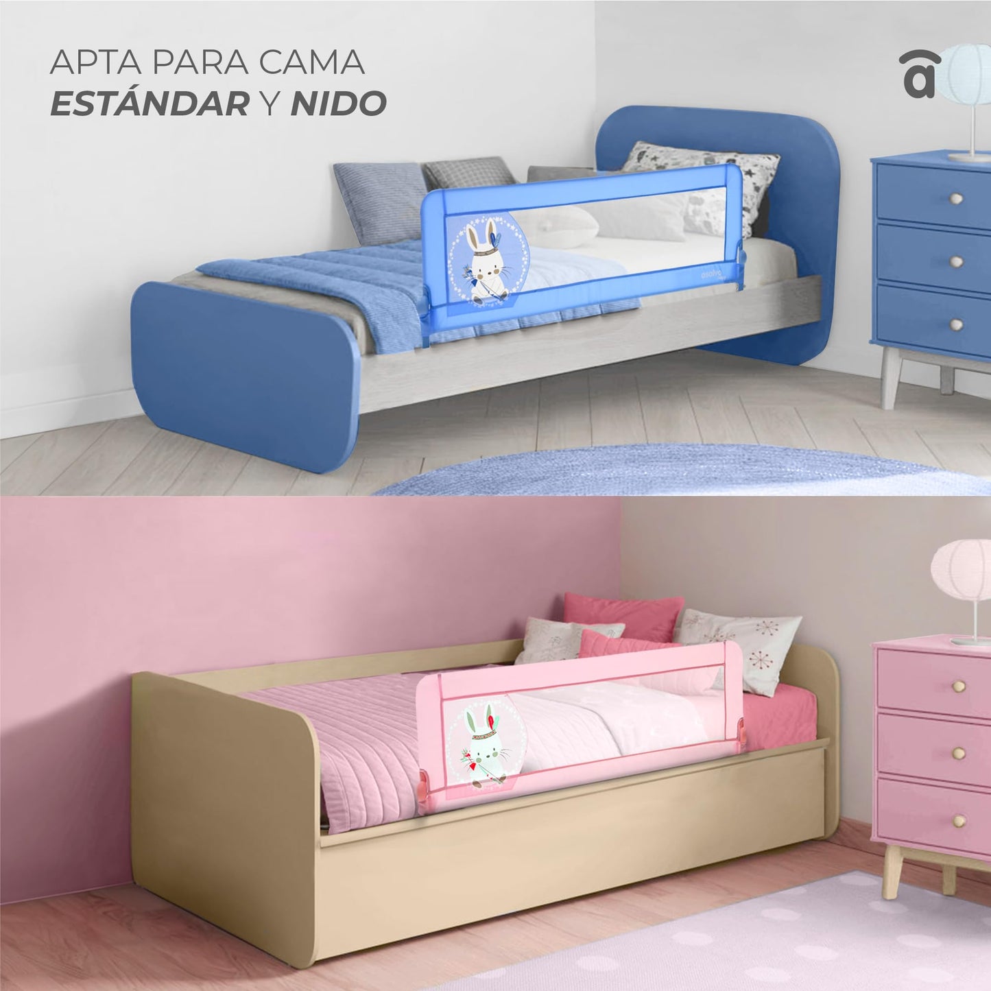 Asalvo 2-in-1 voodipiire, valge, 150cm