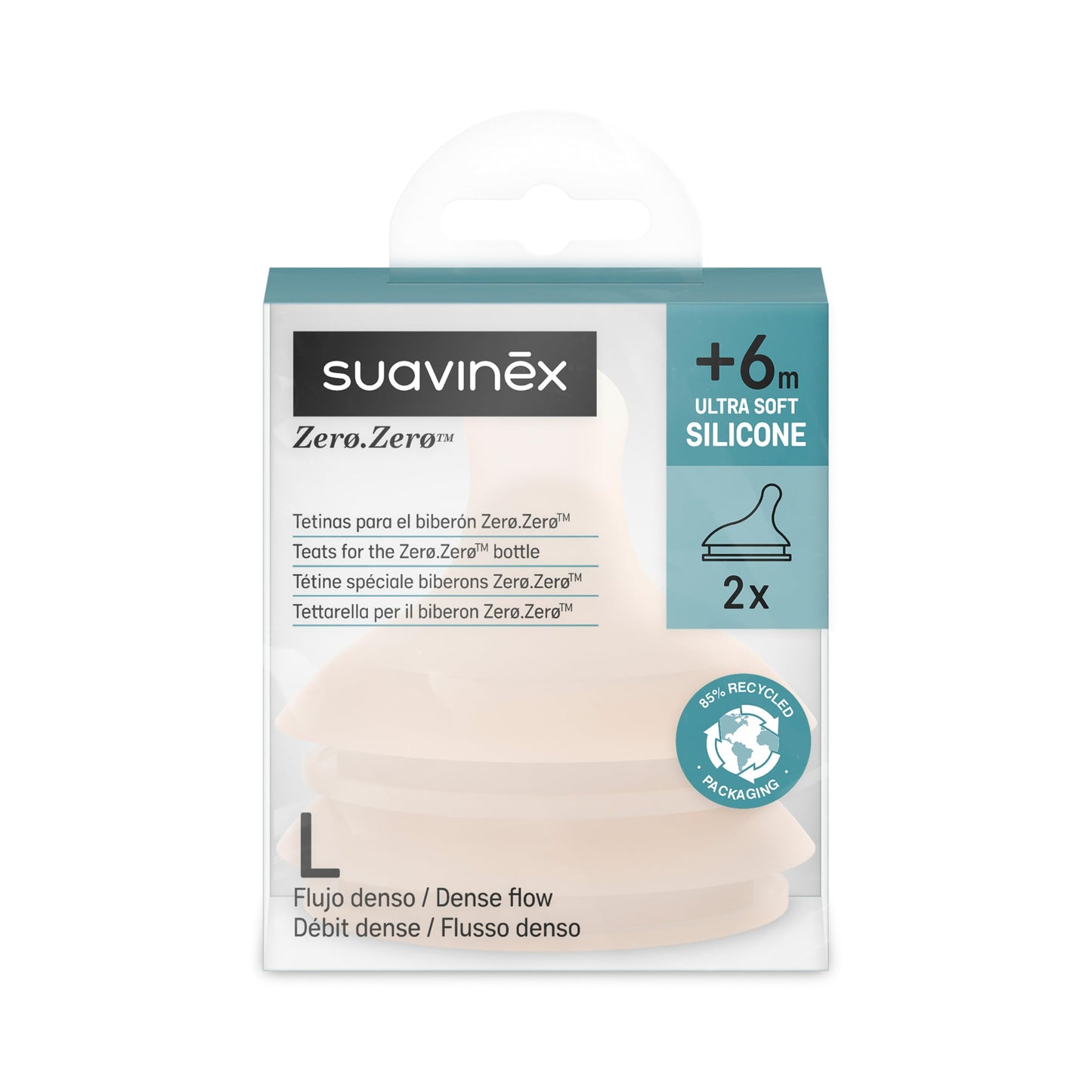 Suavinex Zero Zero varulutid, L vool, 2 tk – +6 kuud, paksudele vedelikele