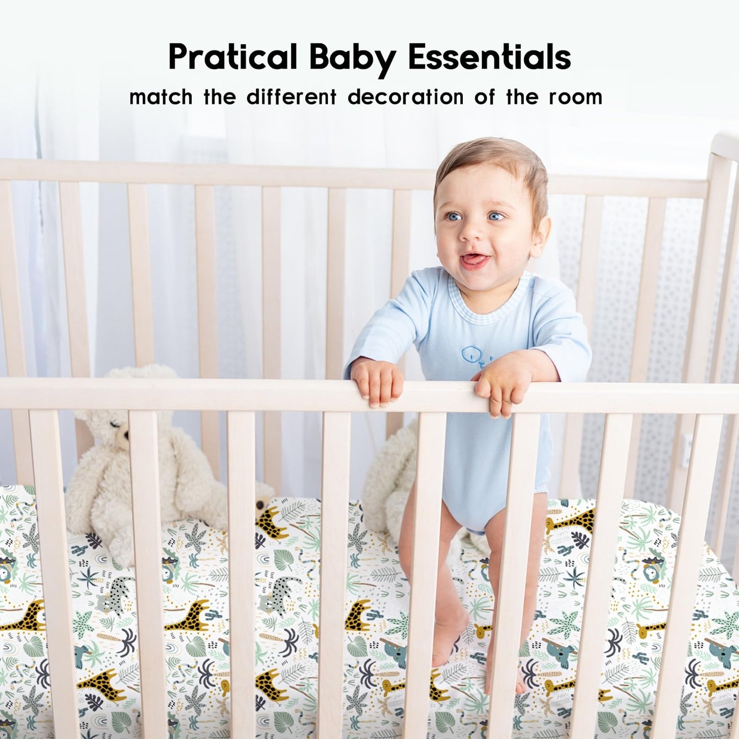 Yoofoss 2-osaline voodilina komplekt beebivoodile, 120 × 60 cm, roheline kaelkirjakumustriga