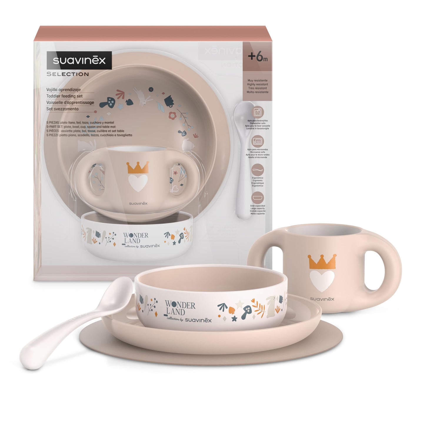 Suavinex Hygge beebide sööginõude komplekt libisemisvastase alusega, roosa
