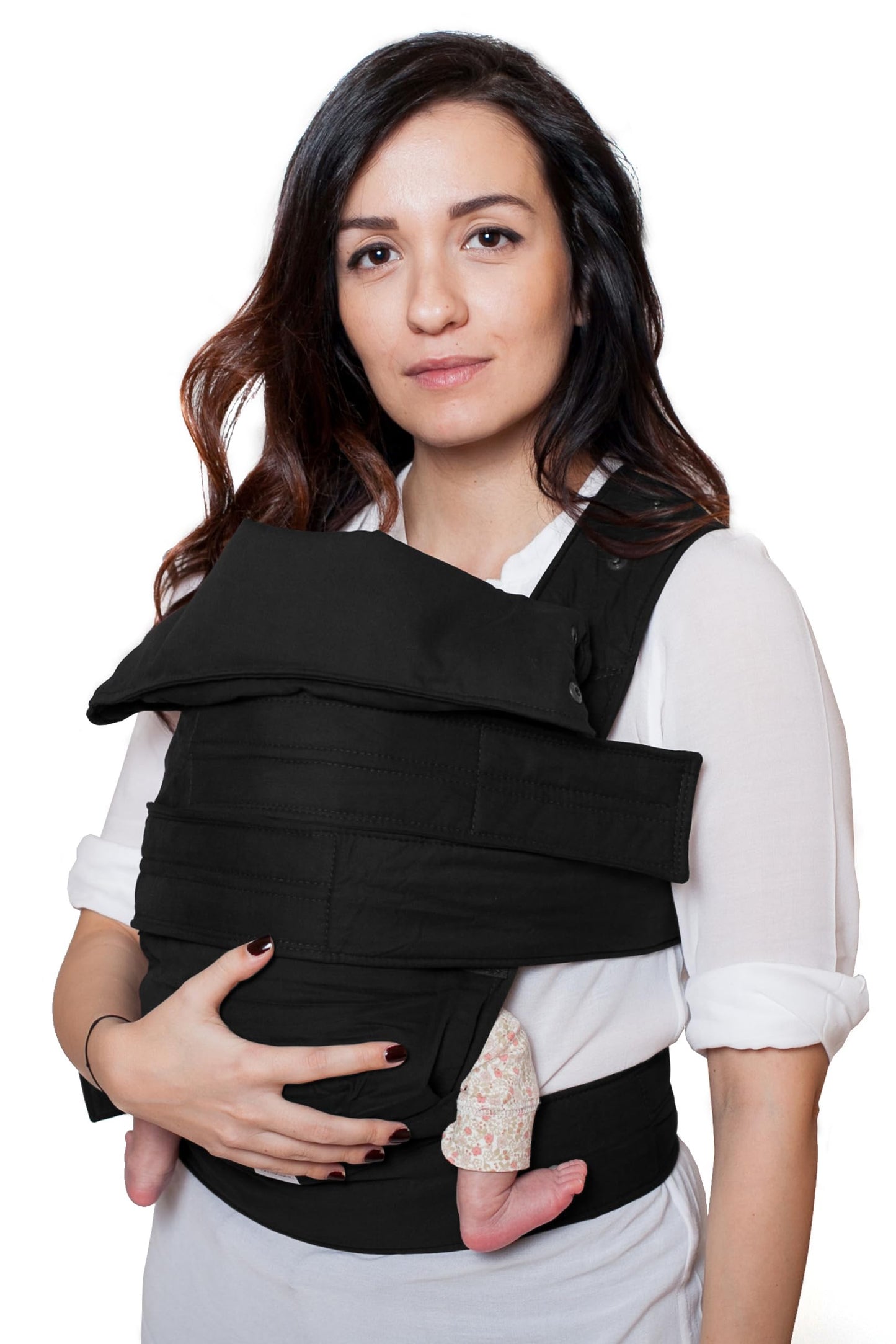 Marsupi 2.0 beebikandekott vastsündinule, kuni 15 kg, kerge ja kompaktne, takjakinnitusega, must S/M
