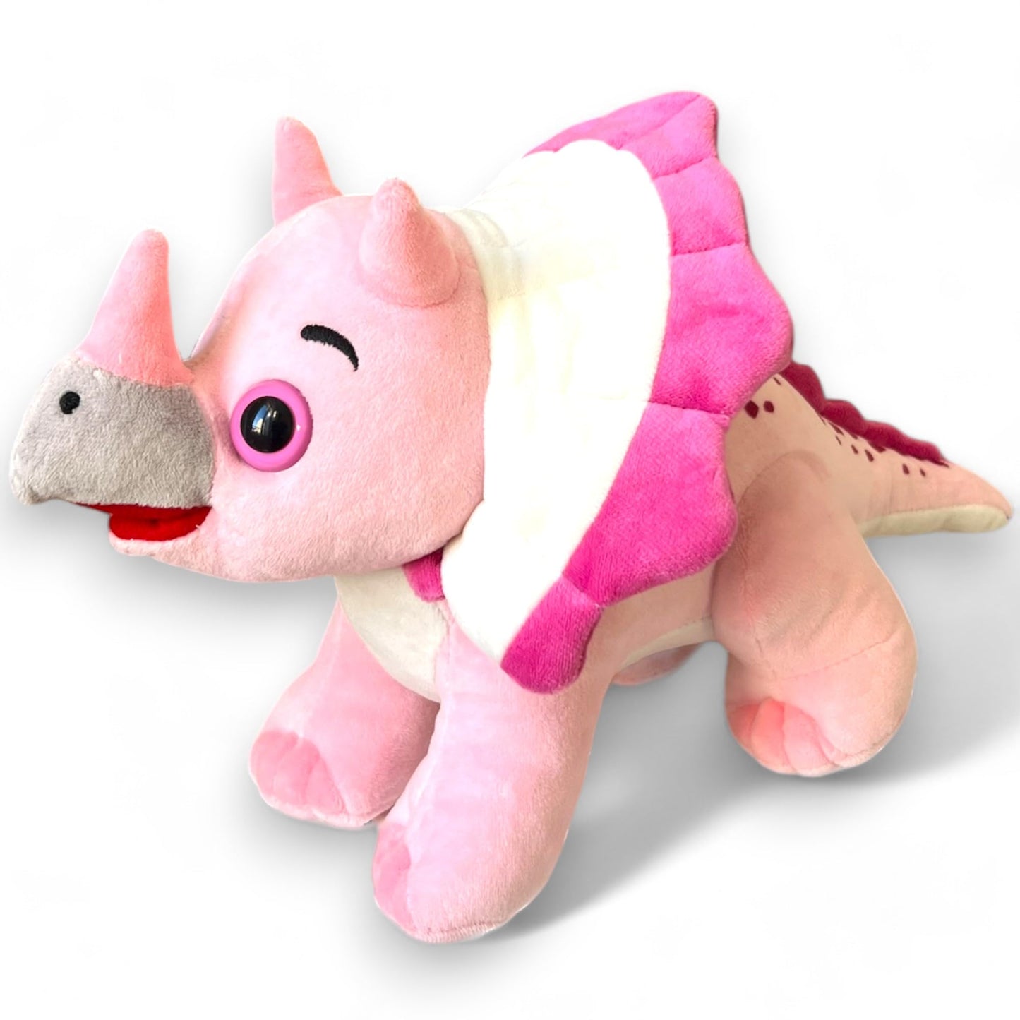 PRIXELLE roosa triceratops dinosaurus-pehme mänguasi, 36 cm