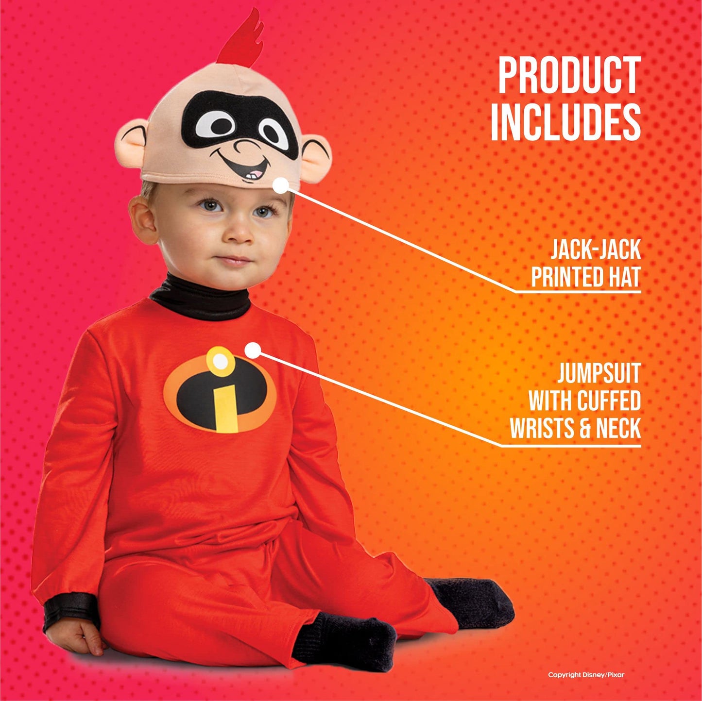 Disney official Jack-Jack "The Incredibles" baby costume, size 12-18 months