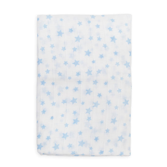 Ti TIN 100% puuvillane musliintekk, helesiniste tähtedega, 120×120 cm