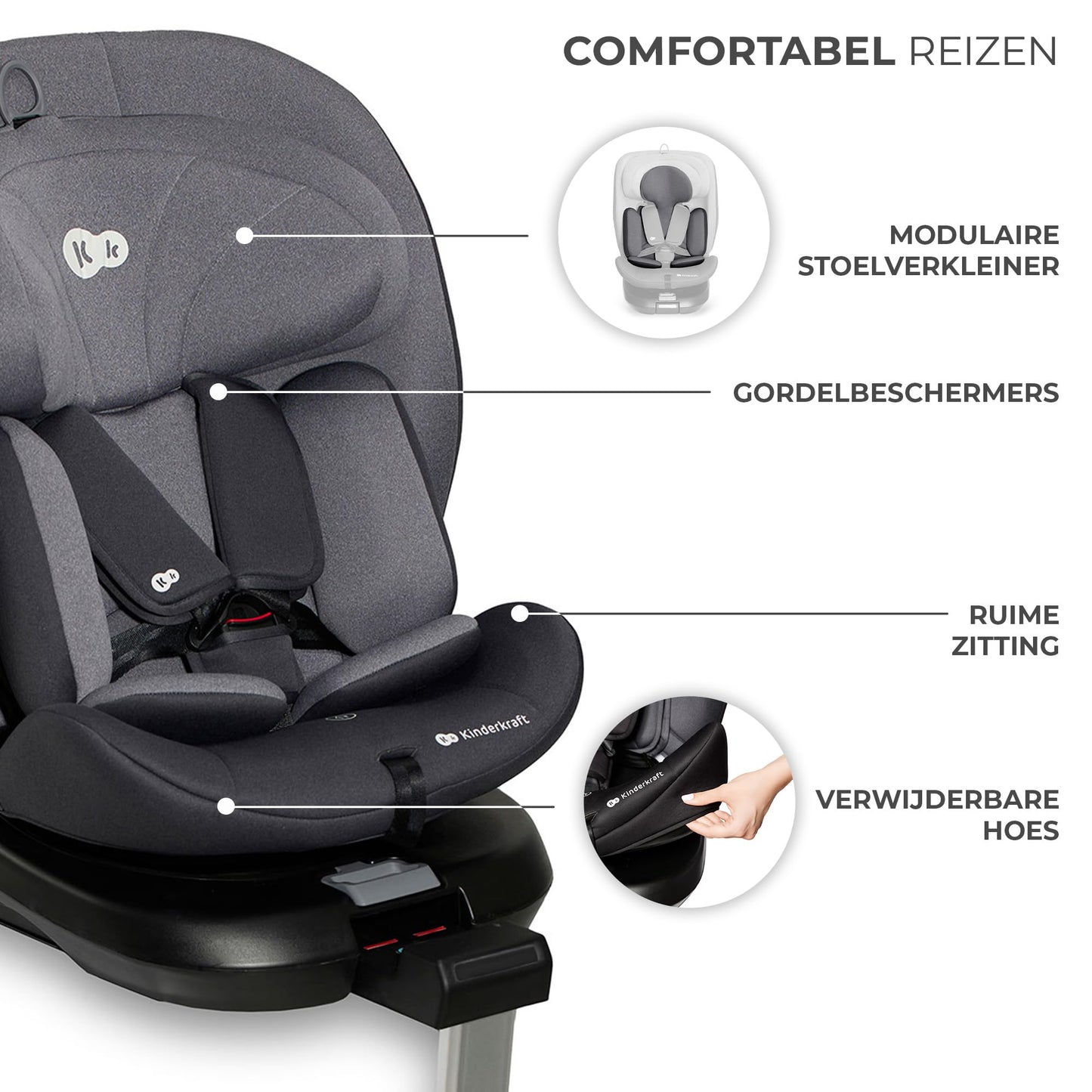 Kinderkraft I-360 i-Size pöörlev turvatool 0–12 a (40–150 cm / 0–36 kg), ISOFIX, hall