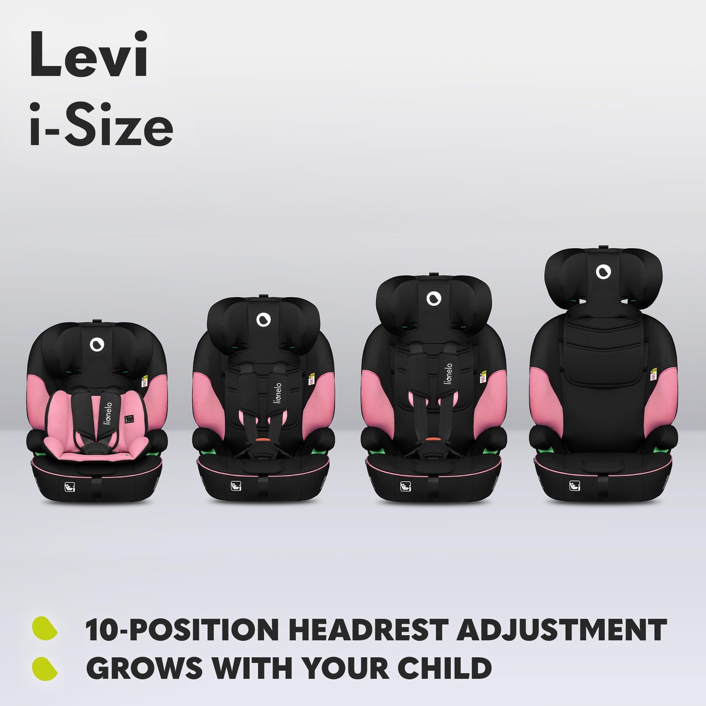 Lionelo LEVI i-Size turvatool, 9–36 kg, roosa