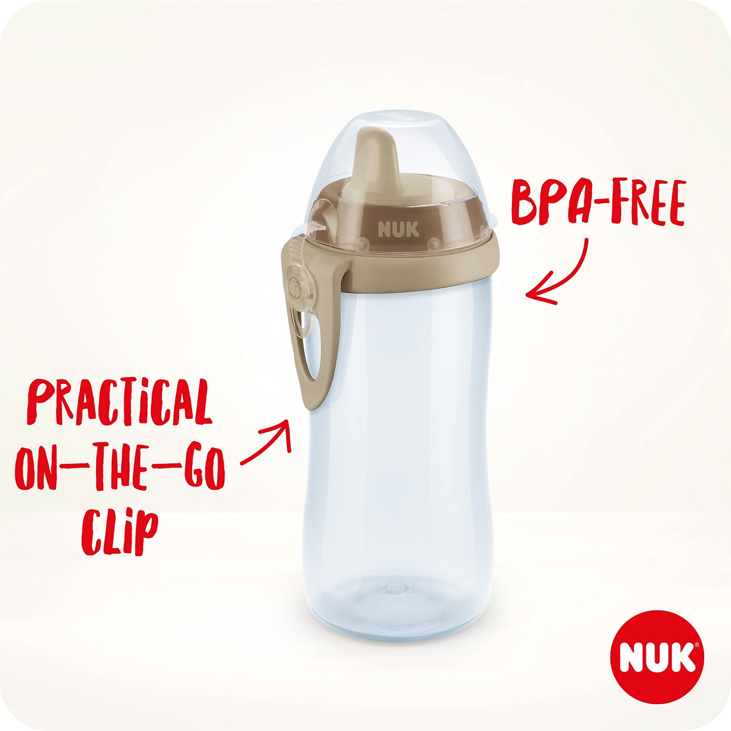 NUK Kiddy Cup joogitops lastele, 12+ kuud, 300 ml, kollane