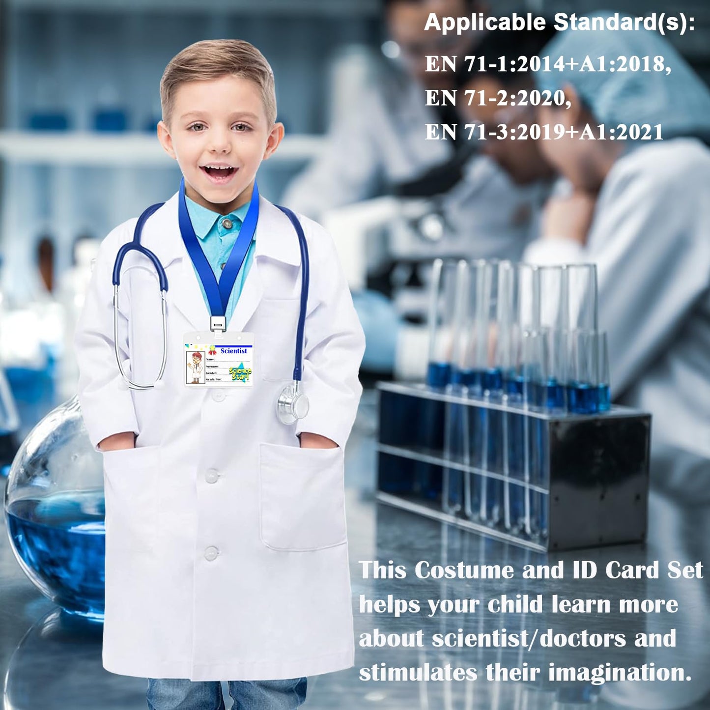 CoatCool children's scientist costume with white lab coat, 140-150cm
