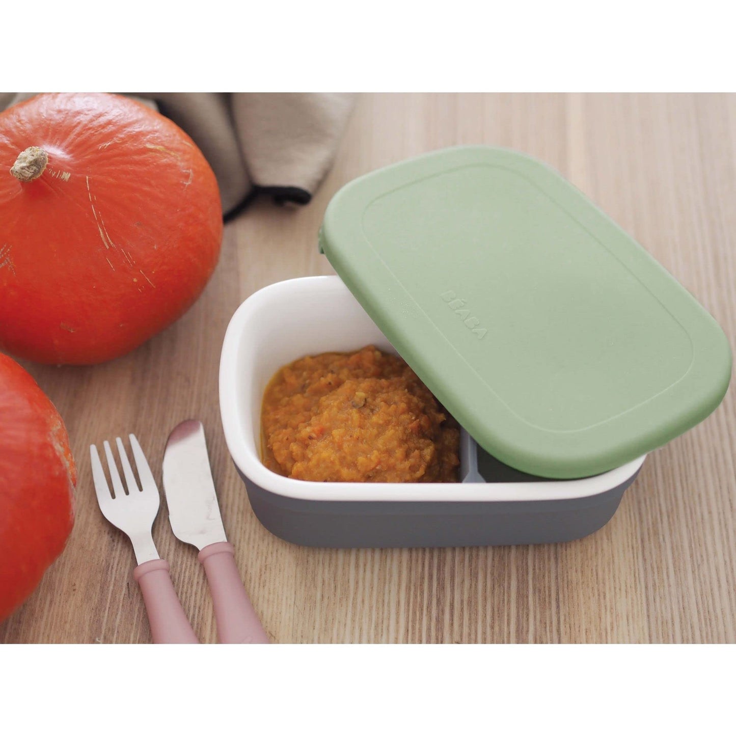 Béaba Lunchbox ceramic food container for babies, 540 ml, greenish