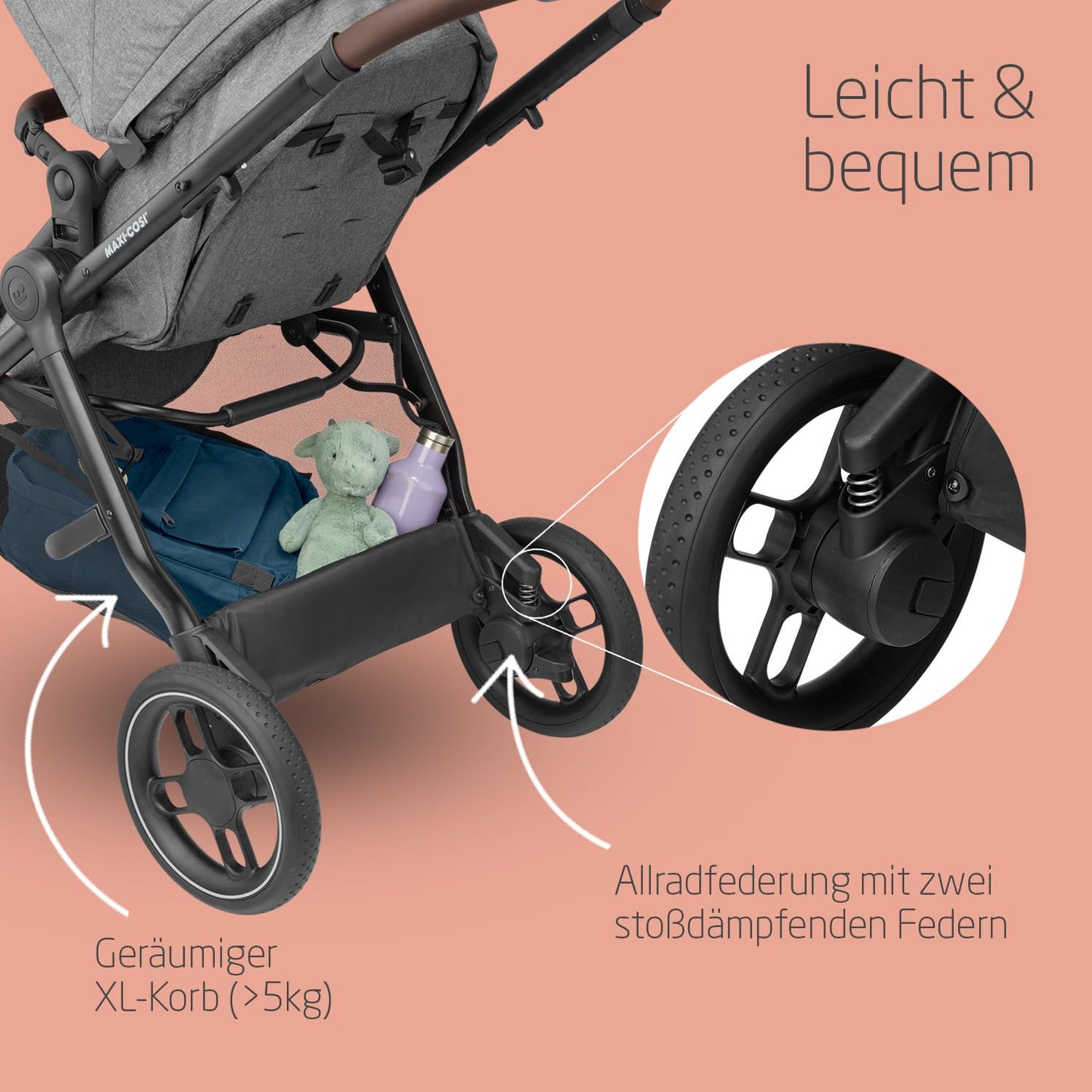 Maxi-Cosi Zelia S Trio 3-ühes vankrikomplekt, sünnist kuni 4. eluaastani (hall)