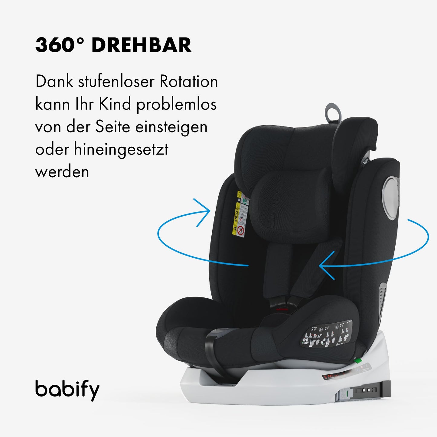 Babify Onboard 360° pöörlev turvatool, Isofix, i-Size 40–150 cm, must/tumehall