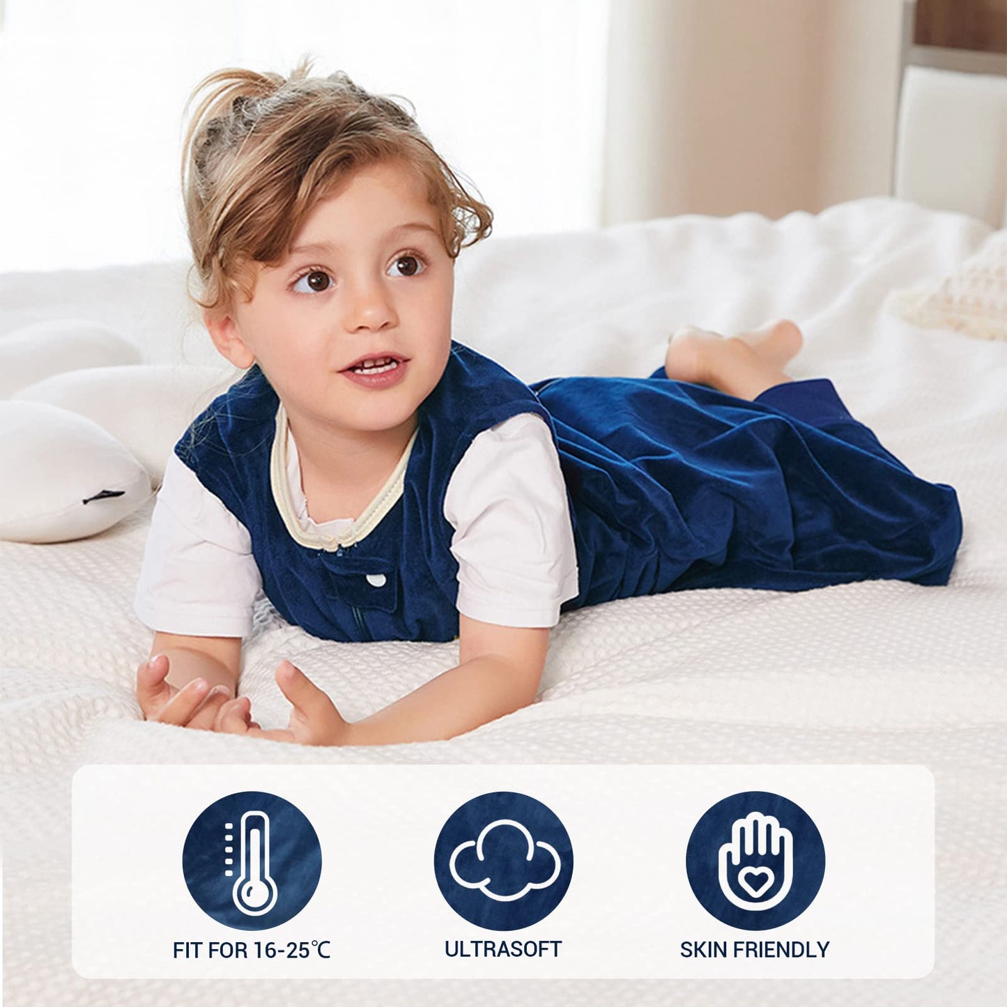 Vine sleeping bag with feet, TOG 1.5, 5-6 years, dark blue owl