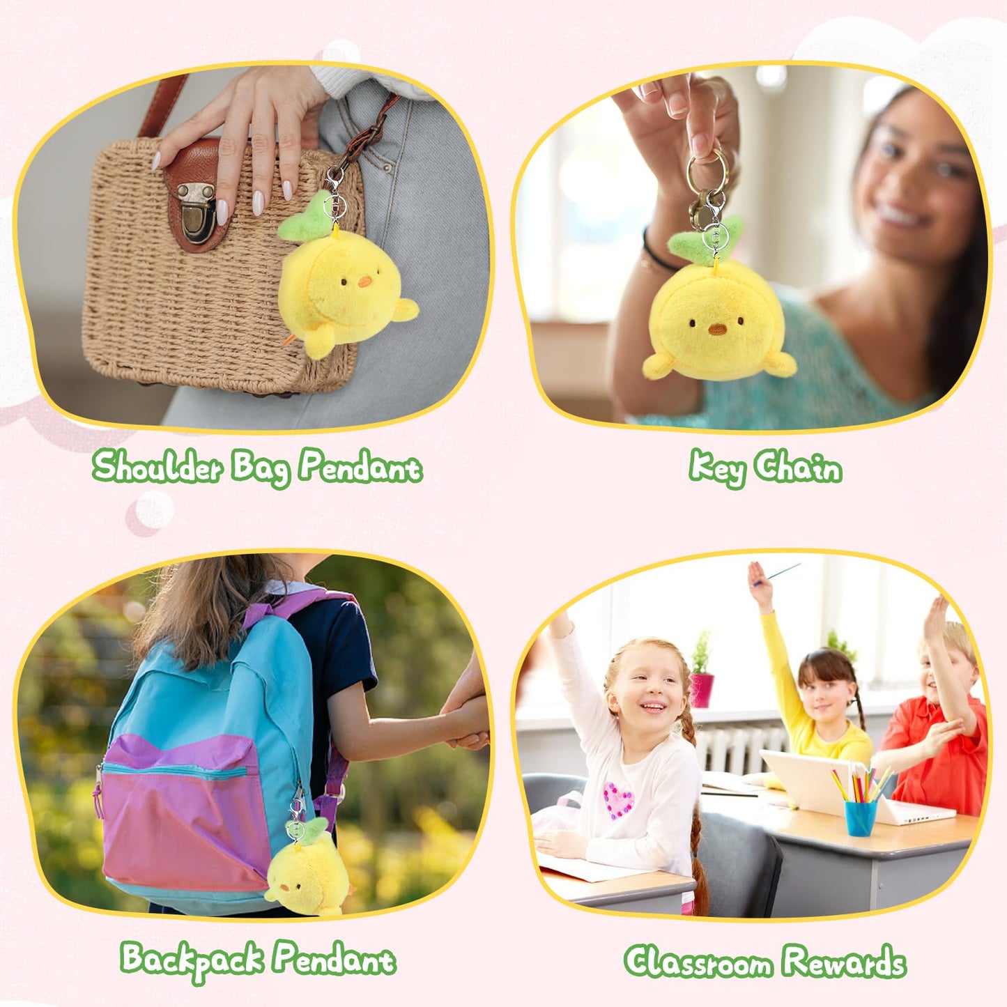 ANBOOR small interactive plush toy with keychain, 14 cm, duck