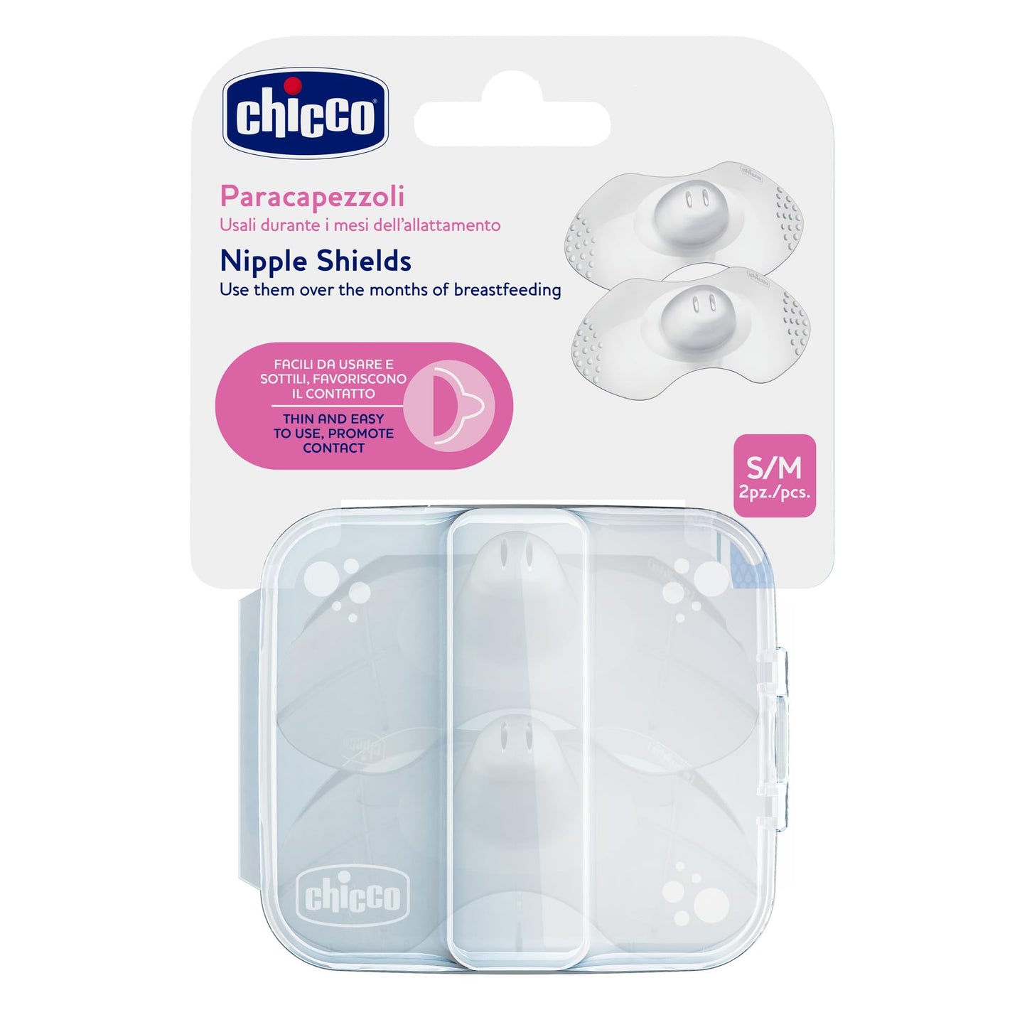 Chicco Skin to Skin rinnanibukaitsmed silikoonist, läbipaistev, suurus S/M